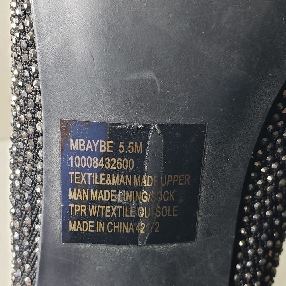 Material Girl Baybe Black Sequin Pull-On Closed Toe Pointed Bootie Sz 5.5M - Picture 9 of 11